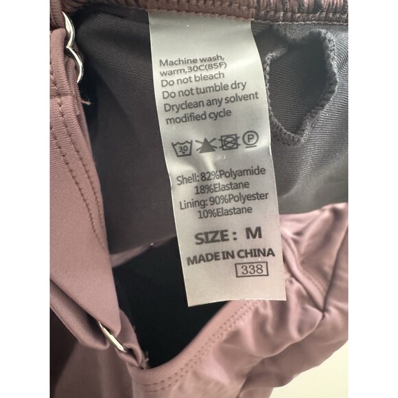 short romper Scoop Neck Sleeveless Active padded lined Gym Yoga Playsuit brown M - Picture 12 of 12